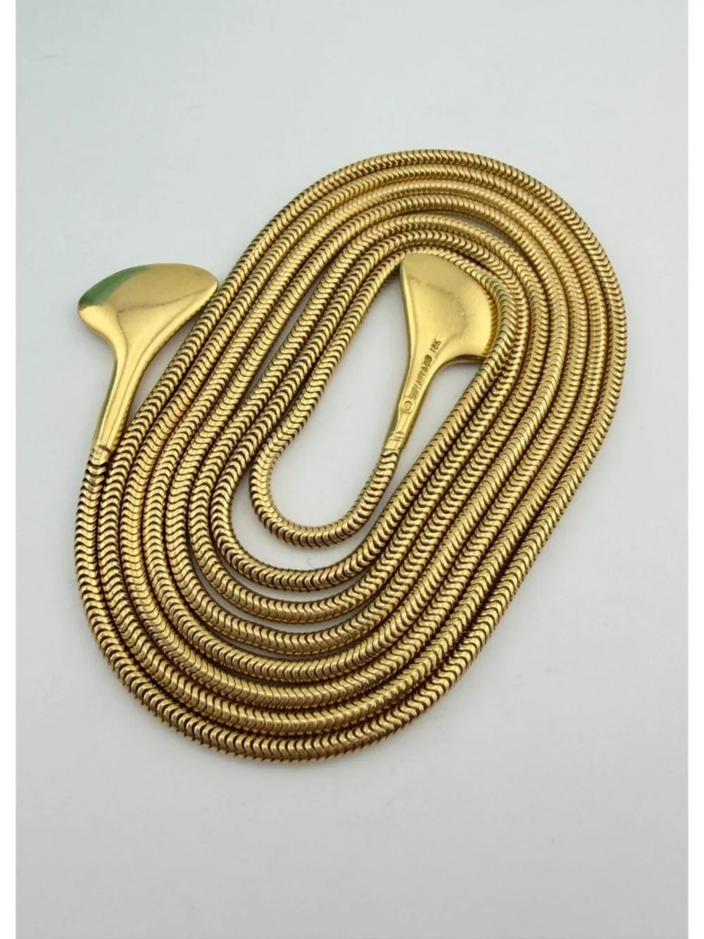 Tiffany & Co. 18k Ginkgo Leaf Tie Necklace Omega Chain 35in 21g Vintage Gold